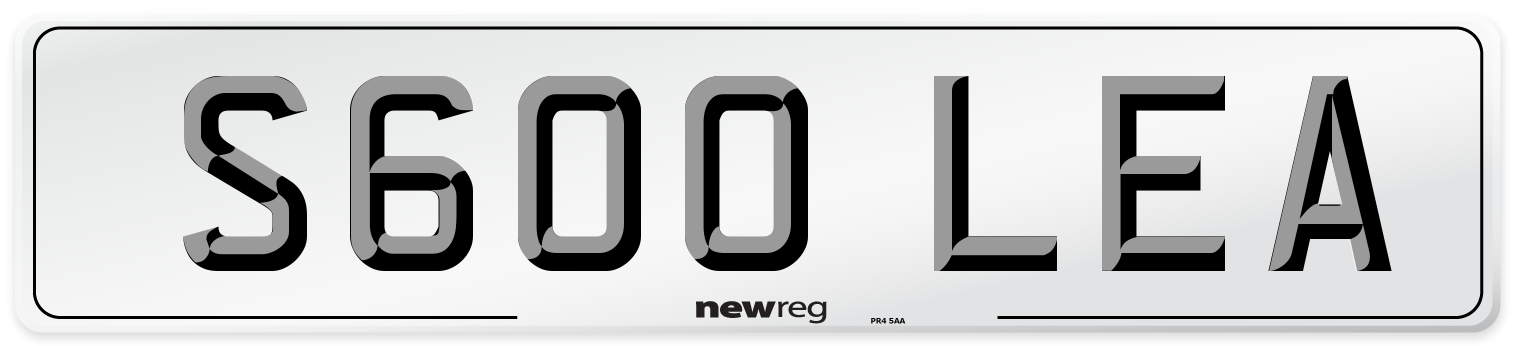 S600 LEA Number Plate from New Reg